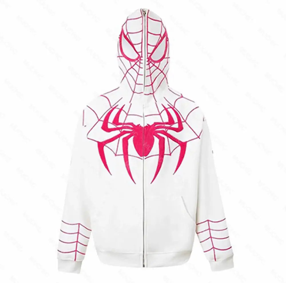 Muchic Fashion Spider Print Hooded Long Sleeve Couple Sweatshirt Pink / S Hoodies-Sweatshirts