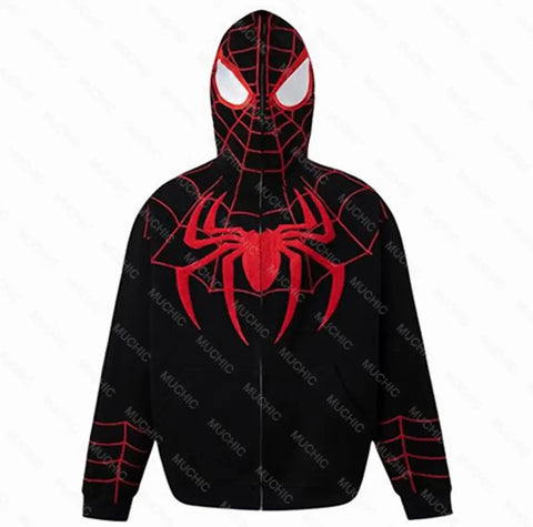 Muchic Fashion Spider Print Hooded Long Sleeve Couple Sweatshirt