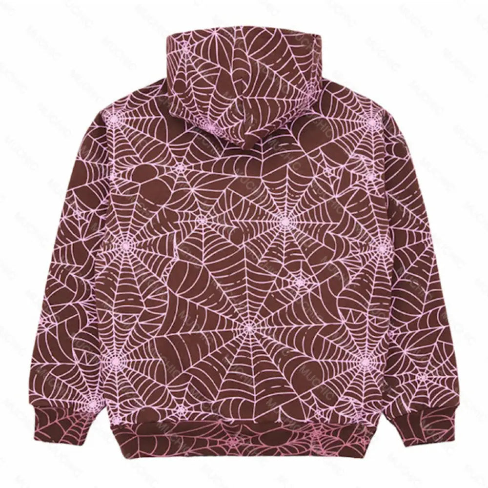 Muchic Fashion Unisex Spider Web Print Long Sleeve Hooded Sweatshirt Hoodies-Sweatshirts