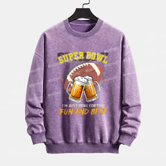 Muchic I'm Just Here for The Fun And Beer SuperBowl Crewneck  Plush Thickening Sweatshirt