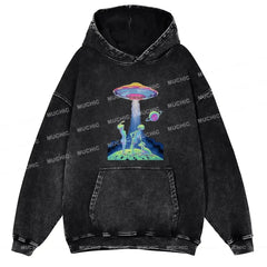 Muchic Magic Alien Unisex Printed Casual Washed  Plush Thickening Hoodie Sweatshirt