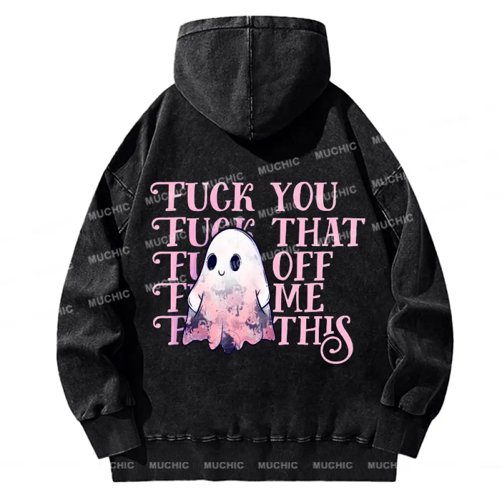 Mantra For Those Who Need It Back Printed Unisex Casual Washed Hoodie Sweatshirt Black / M