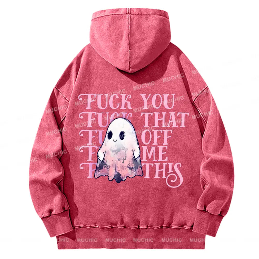 Mantra For Those Who Need It Back Printed Unisex Casual Washed Hoodie Sweatshirt Hotpink / M