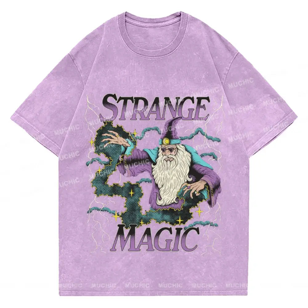 Muchic Neutral Letter Print Magic Short Sleeve T-Shirt Purple / S T-Shirts