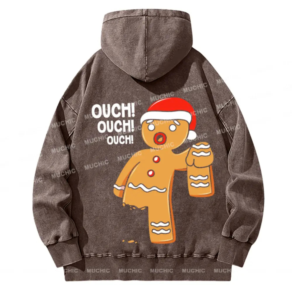 Muchic Ouch Back Printed Unisex Casual Washed Plush Thickening Hoodie Sweatshirt Peru / M