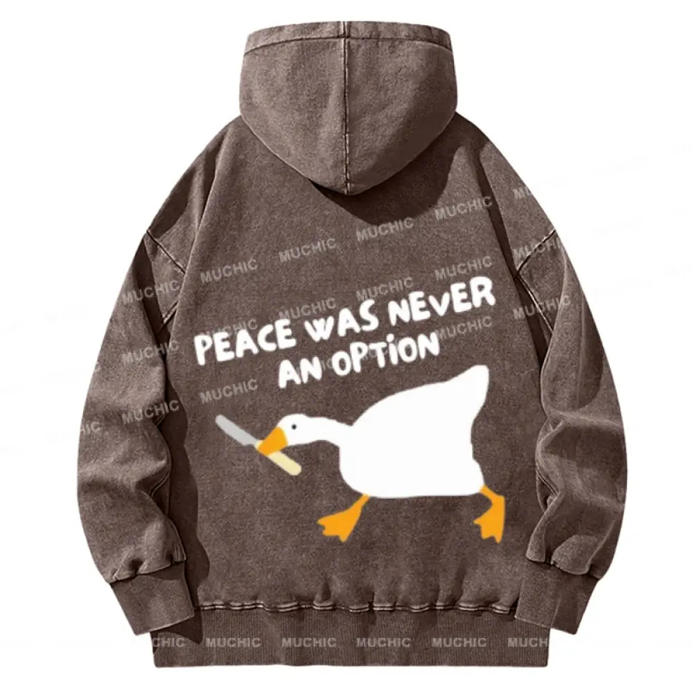 Peace Option Back Printed Unisex Casual Washed Hoodie Sweatshirt Peru / M