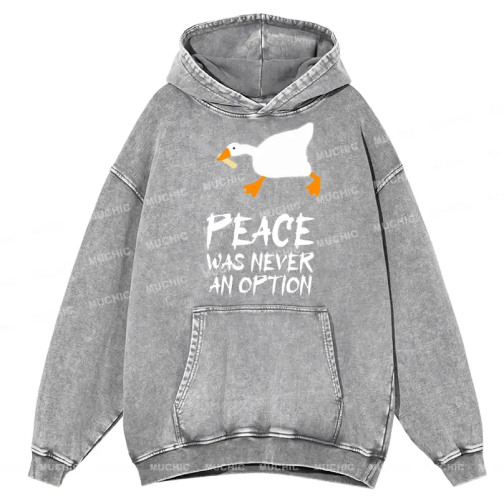 Peace Unisex Printed Casual Washed Hoodie Sweatshirt Grey / M