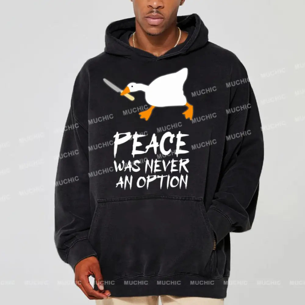 Peace Unisex Printed Casual Washed Hoodie Sweatshirt