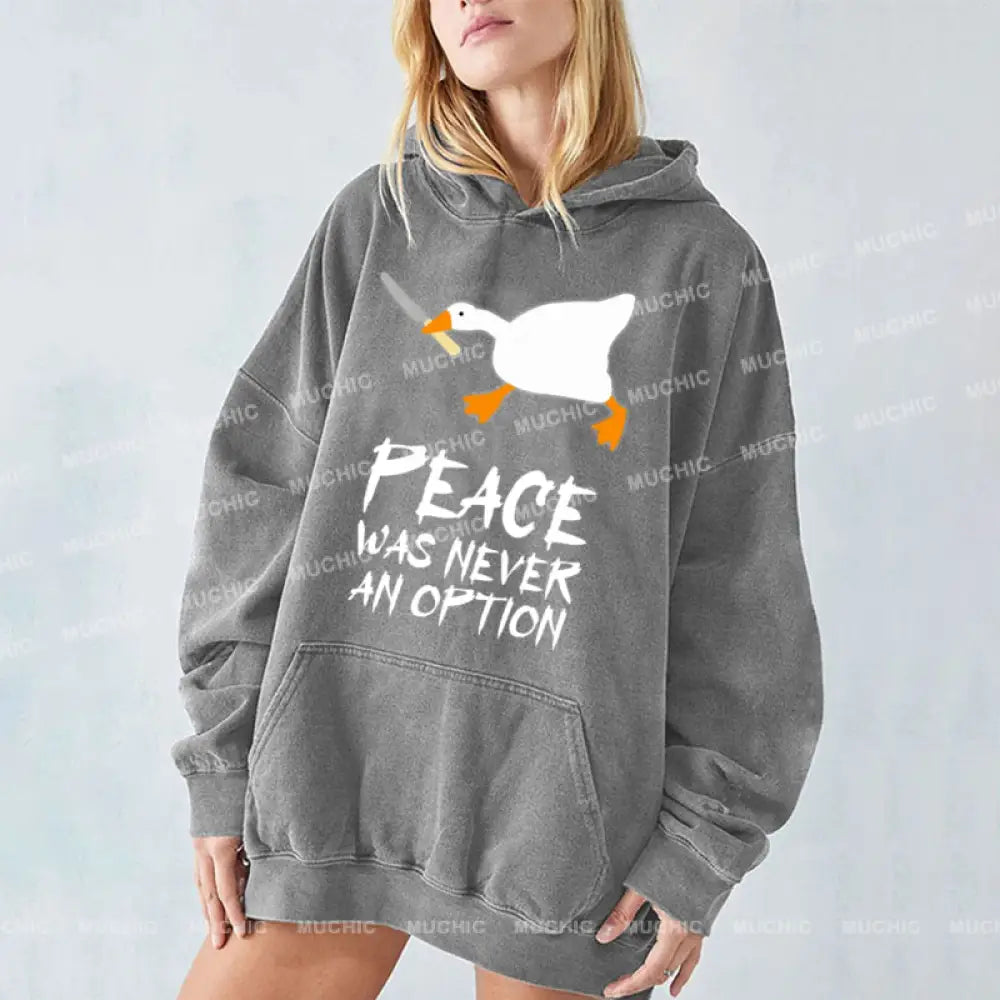 Peace Unisex Printed Casual Washed Hoodie Sweatshirt