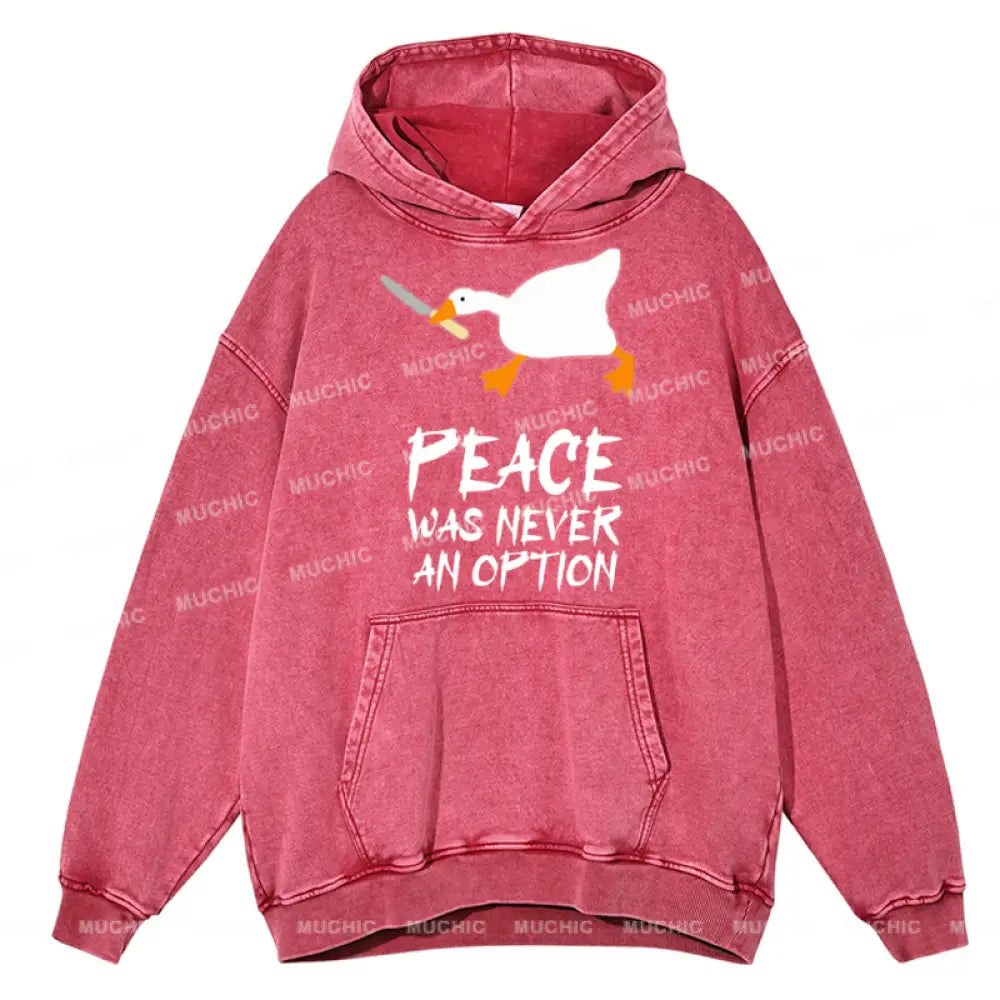 Peace Unisex Printed Casual Washed Hoodie Sweatshirt Hotpink / M