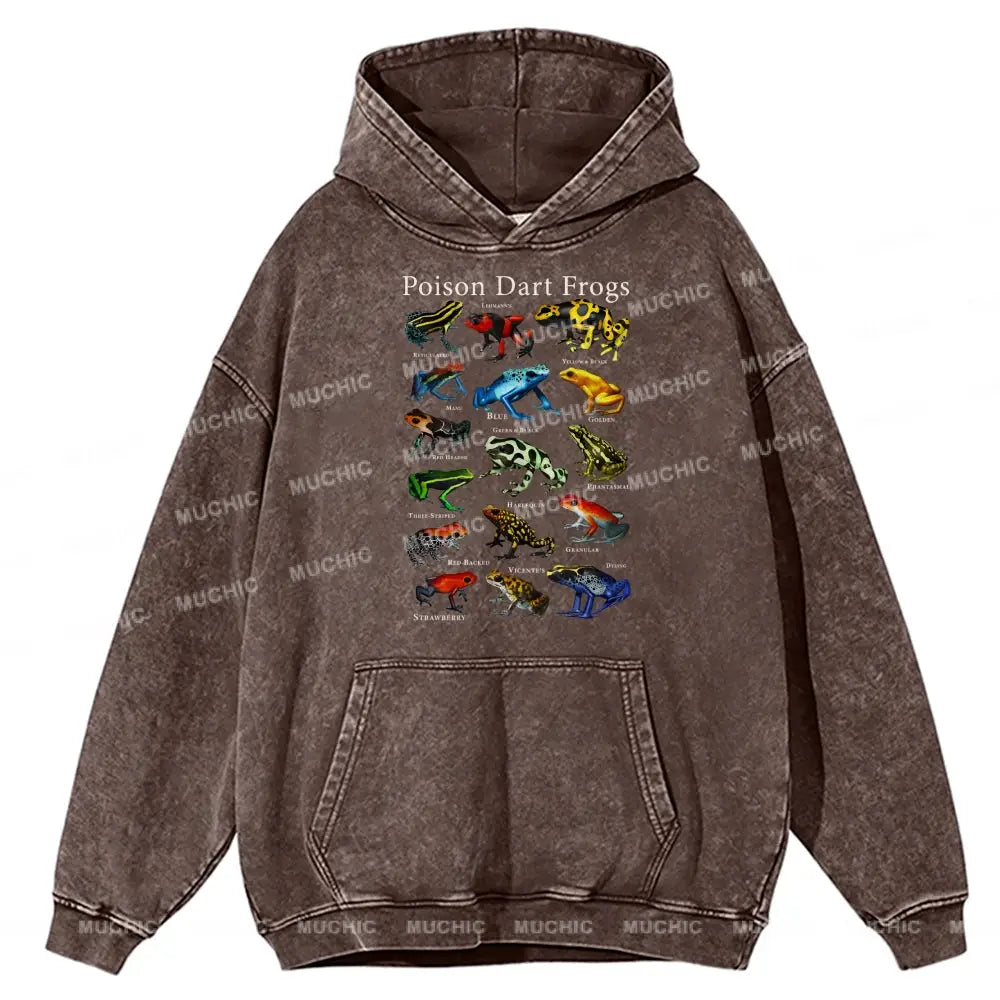 Poison Dart Frogs Unisex Printed Casual Washed Hoodie Sweatshirt Peru / M