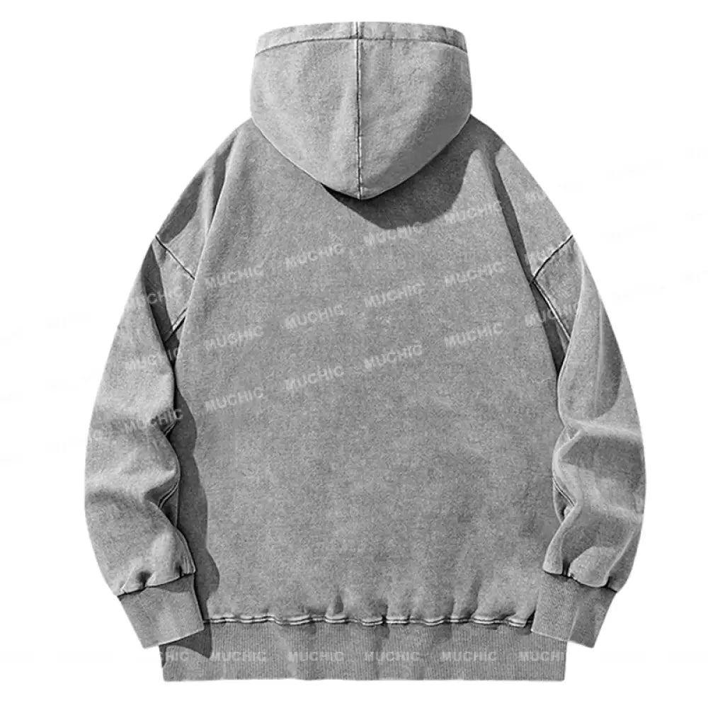 Space Unisex Printed Casual Washed Hoodie Sweatshirt