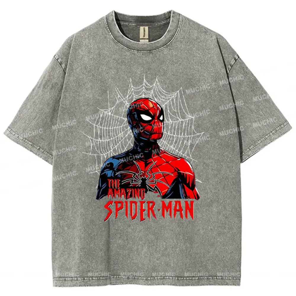 Muchic Unisex ’Amazing Spider-Man’ Funny Cartoon Retro Fashion Graphic Print Long Sleeve Hooded