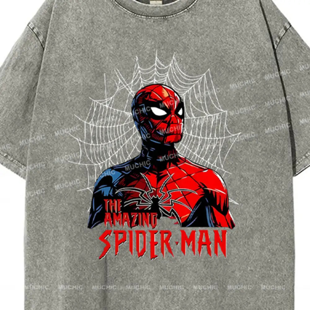 Muchic Unisex ’Amazing Spider-Man’ Funny Cartoon Retro Fashion Graphic Print Long Sleeve Hooded