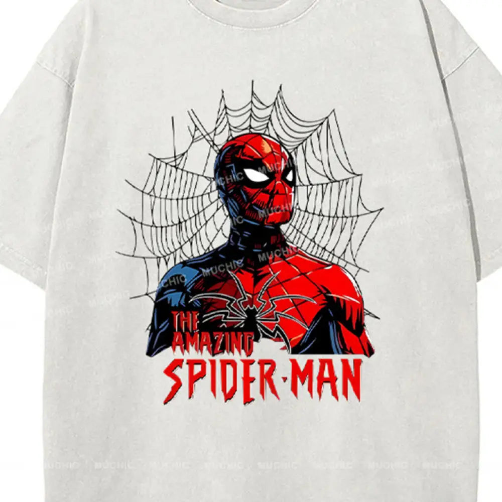 Muchic Unisex ’Amazing Spider-Man’ Funny Cartoon Retro Fashion Graphic Print Long Sleeve Hooded