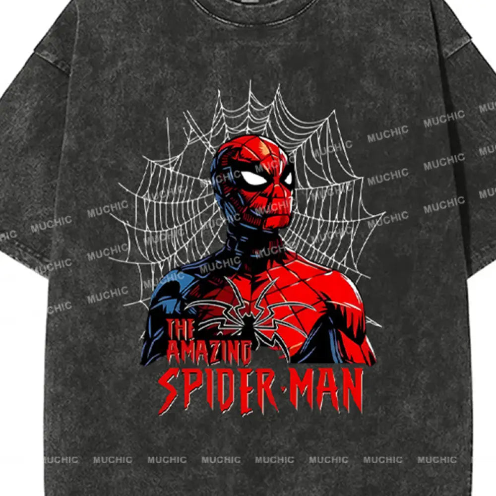 Muchic Unisex ’Amazing Spider-Man’ Funny Cartoon Retro Fashion Graphic Print Long Sleeve Hooded