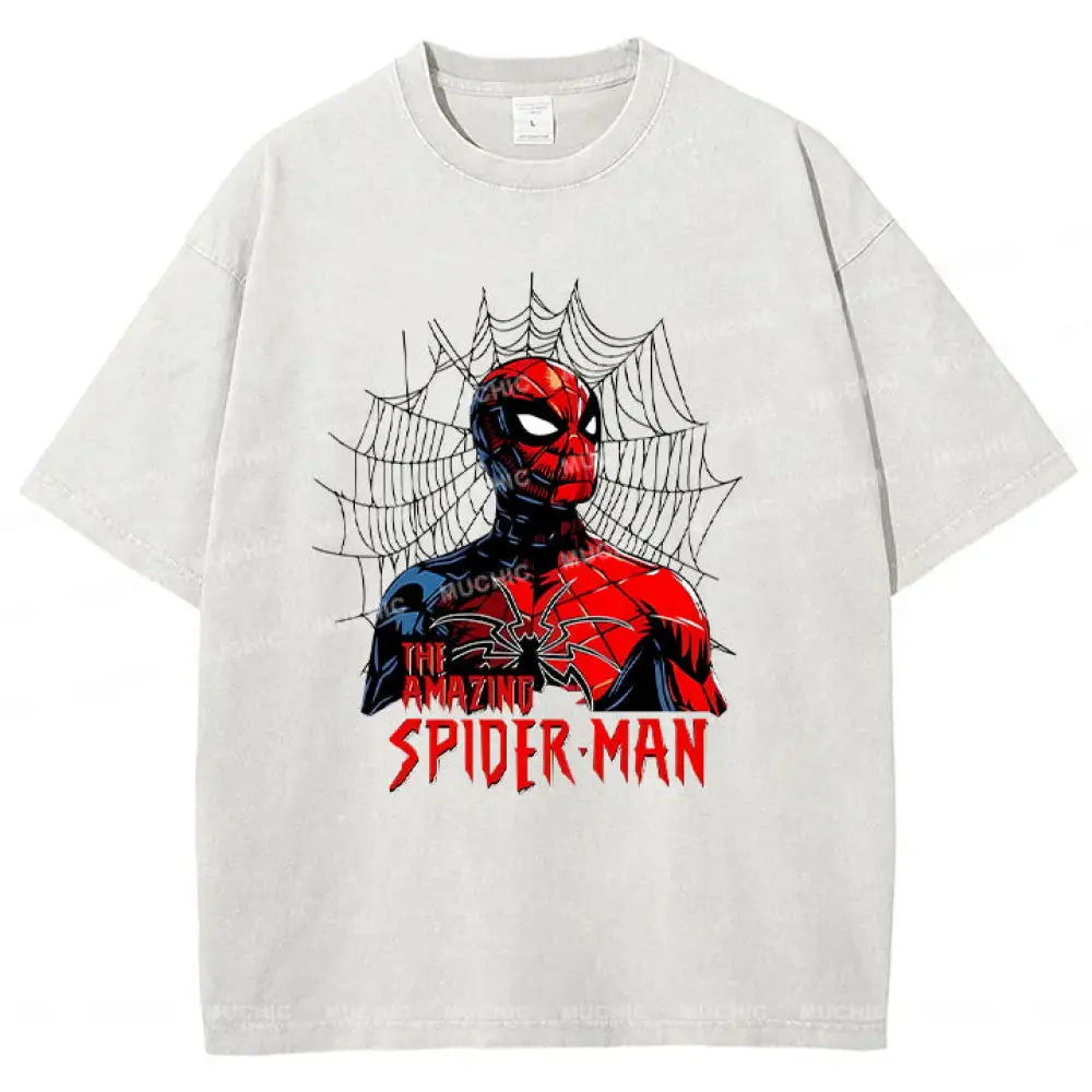 Muchic Unisex ’Amazing Spider-Man’ Funny Cartoon Retro Fashion Graphic Print Long Sleeve Hooded