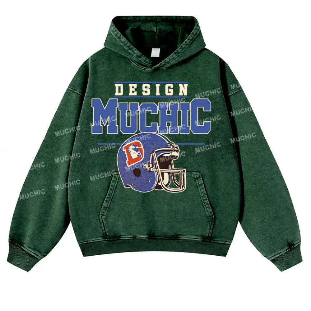 Muchic Unisex ’Baseball Cap’ Fun Graphic Print Long Sleeve Hoodie Green / S Hoodies-Sweatshirts