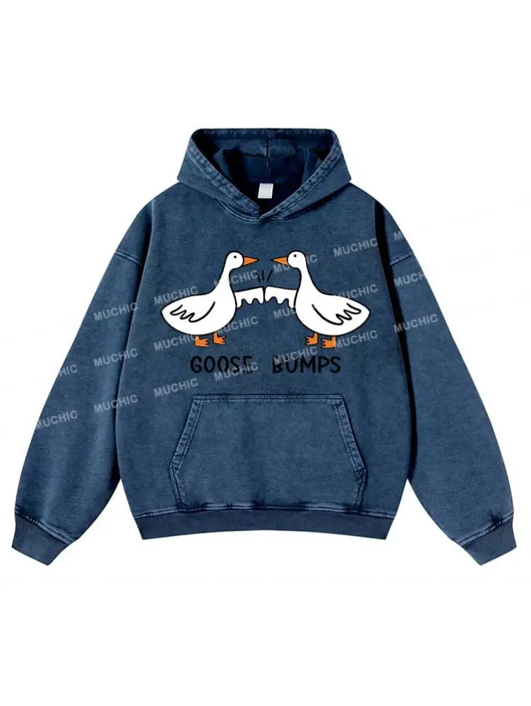 Muchic Unisex ’Cartoon Duck’ Fashion Graphic Print Long Sleeve Hoodie Navy / S Hoodies-Sweatshirts