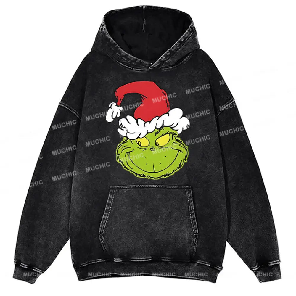 Muchic Unisex ’Christmas Frog’ Funny Cartoon Retro Fashion Graphic Print Long Sleeve Hooded