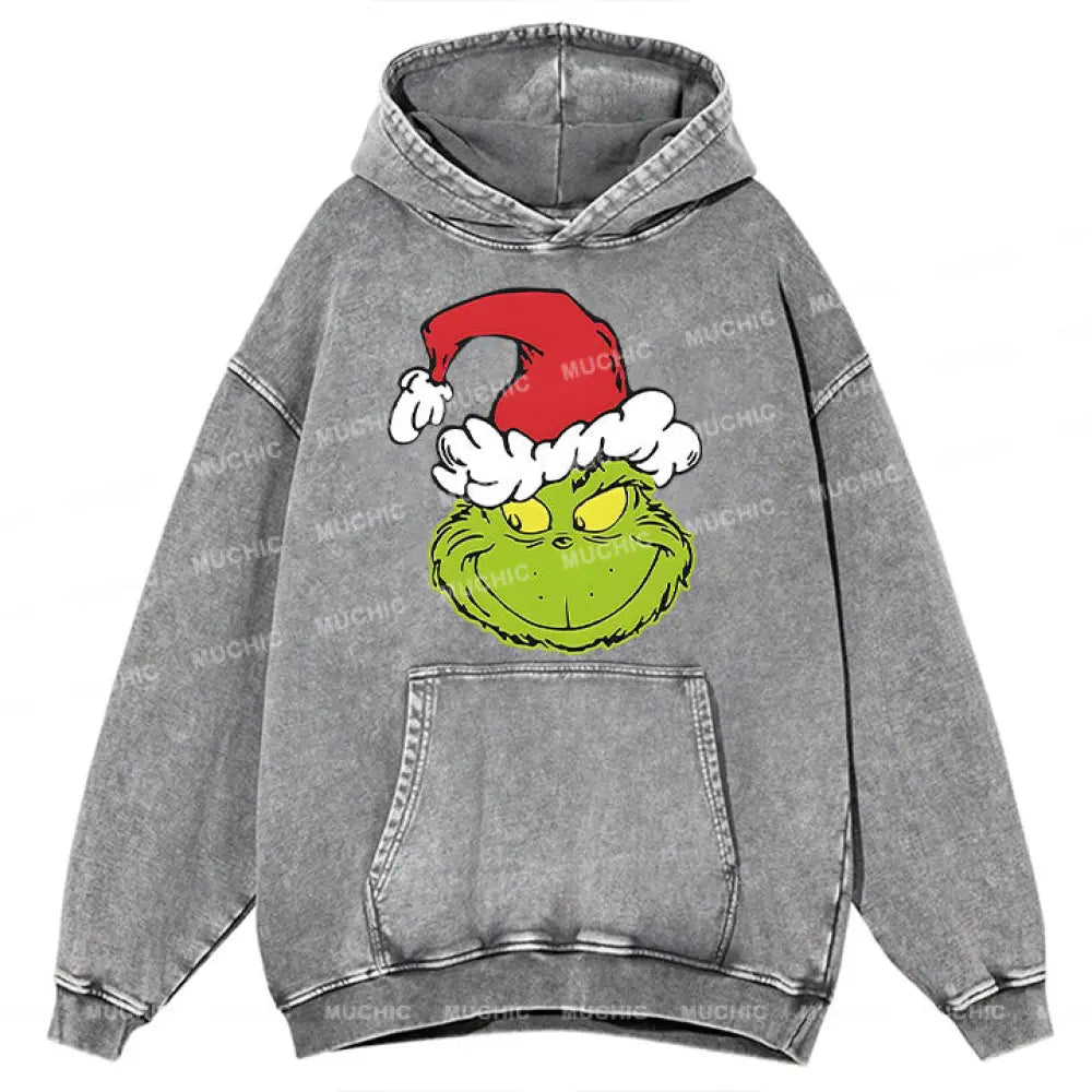 Muchic Unisex ’Christmas Frog’ Funny Cartoon Retro Fashion Graphic Print Long Sleeve Hooded