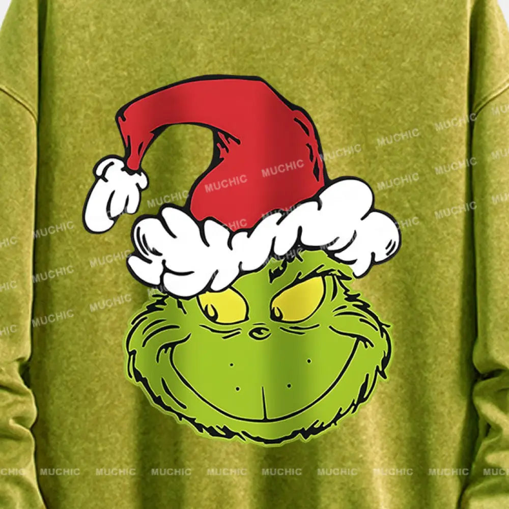 Muchic Unisex ’Christmas Frog’ Funny Cartoon Retro Fashion Graphic Print Long Sleeve Hooded