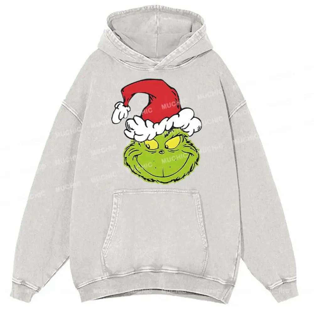 Muchic Unisex ’Christmas Frog’ Funny Cartoon Retro Fashion Graphic Print Long Sleeve Hooded