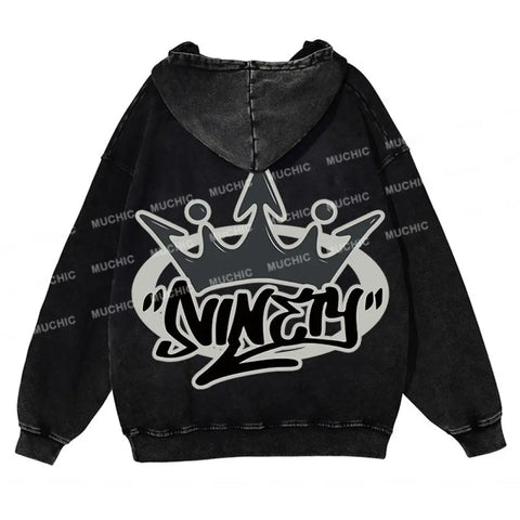 Muchic Unisex 'Crown' Sport Graphic Print Long Sleeve  Plush Thickening Hoodie