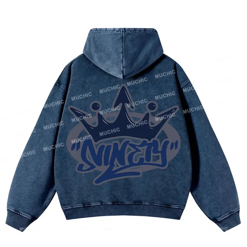 Muchic Unisex ’Crown’ Sport Graphic Print Long Sleeve Hoodie Blue / S Hoodies-Sweatshirts