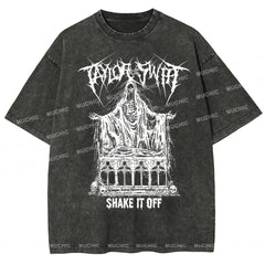 Muchic Unisex Death Metal Shake It Off Washed T-Shirt