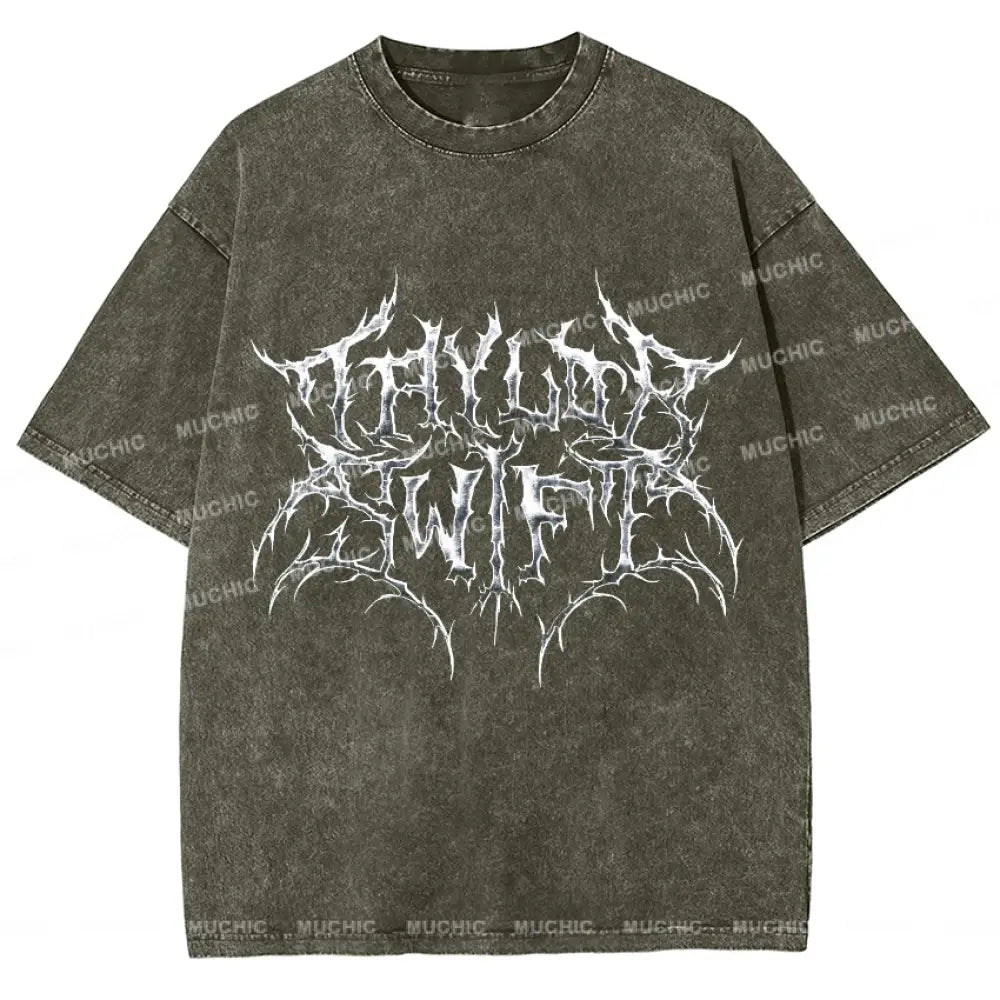 Muchic Unisex Death Metal Vintage Print T-Shirt Grey / S T-Shirts