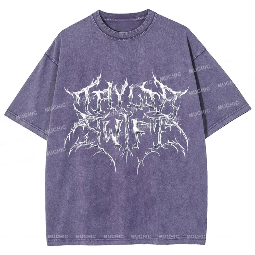 Muchic Unisex Death Metal Vintage Print T-Shirt Purple / S T-Shirts