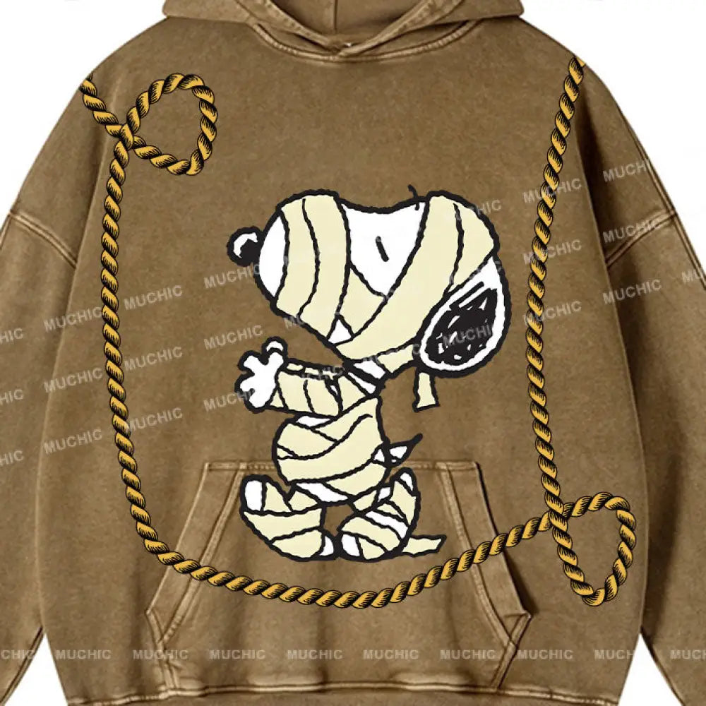 Muchic Unisex ’Dog’ Fun Graphic Print Long Sleeve Plush Thickening Hoodie Hoodies-Sweatshirts