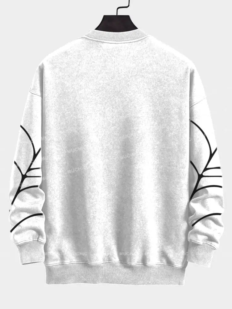 Muchic Unisex Fashion Spider Pattern Printed Round Neck Long Sleeve Sweatshirt Hoodies-Sweatshirts