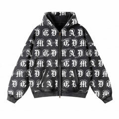 Muchic Unisex "Fun Graffiti" Fashion Graphic Print Long Sleeve Plush Thickening  Hooded Sweatshirt