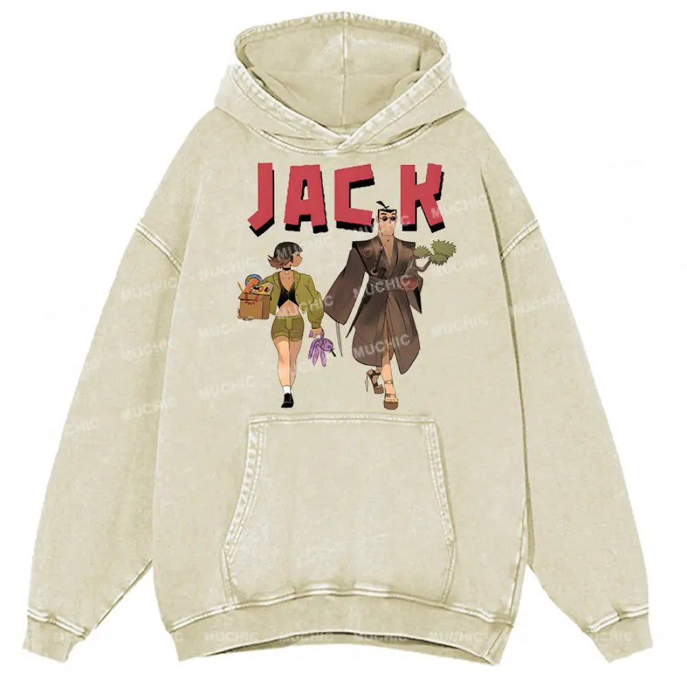 Muchic Unisex ’Jack’ Anime Cartoon Retro Fashion Pattern Print Long Sleeve Hooded Sweater