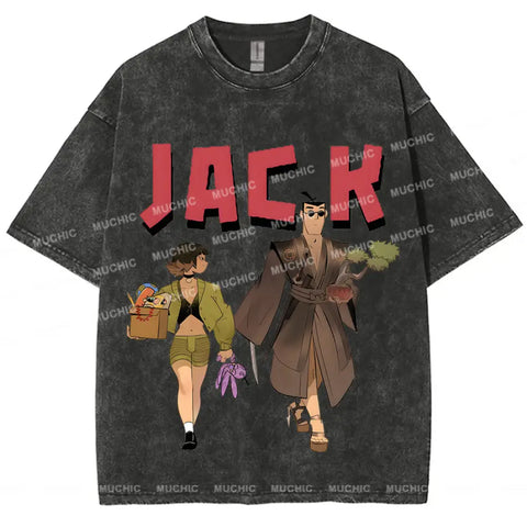 Muchic Unisex "JACK" Anime Cartoon Retro Fashion Pattern Print Long Sleeve Hooded Sweater (T-shirt)