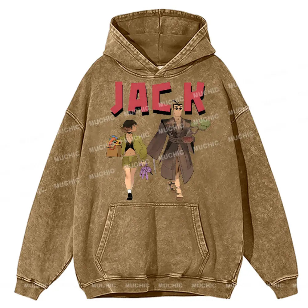 Muchic Unisex ’Jack’ Anime Cartoon Retro Fashion Pattern Print Long Sleeve Hooded Sweater