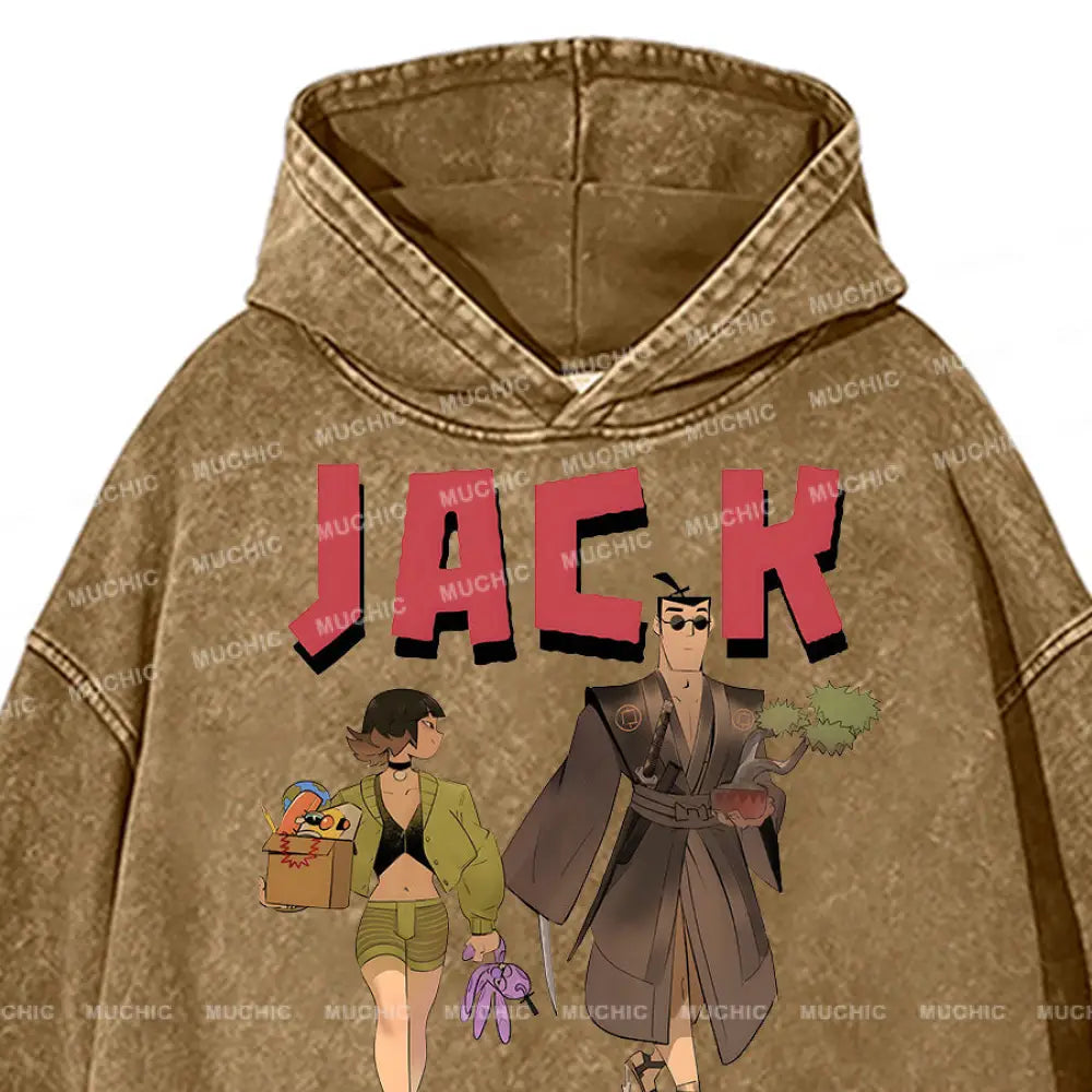 Muchic Unisex ’Jack’ Anime Cartoon Retro Fashion Pattern Print Long Sleeve Hooded Sweater