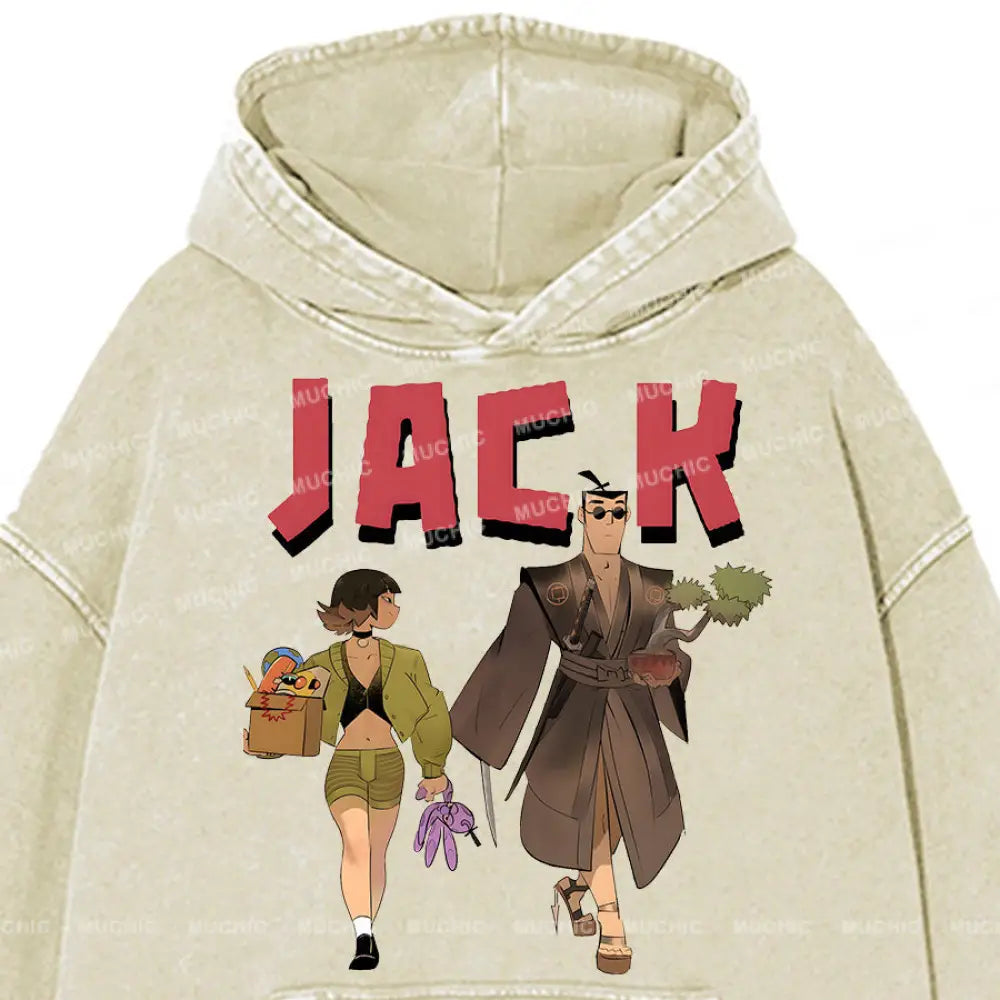 Muchic Unisex ’Jack’ Anime Cartoon Retro Fashion Pattern Print Long Sleeve Hooded Sweater