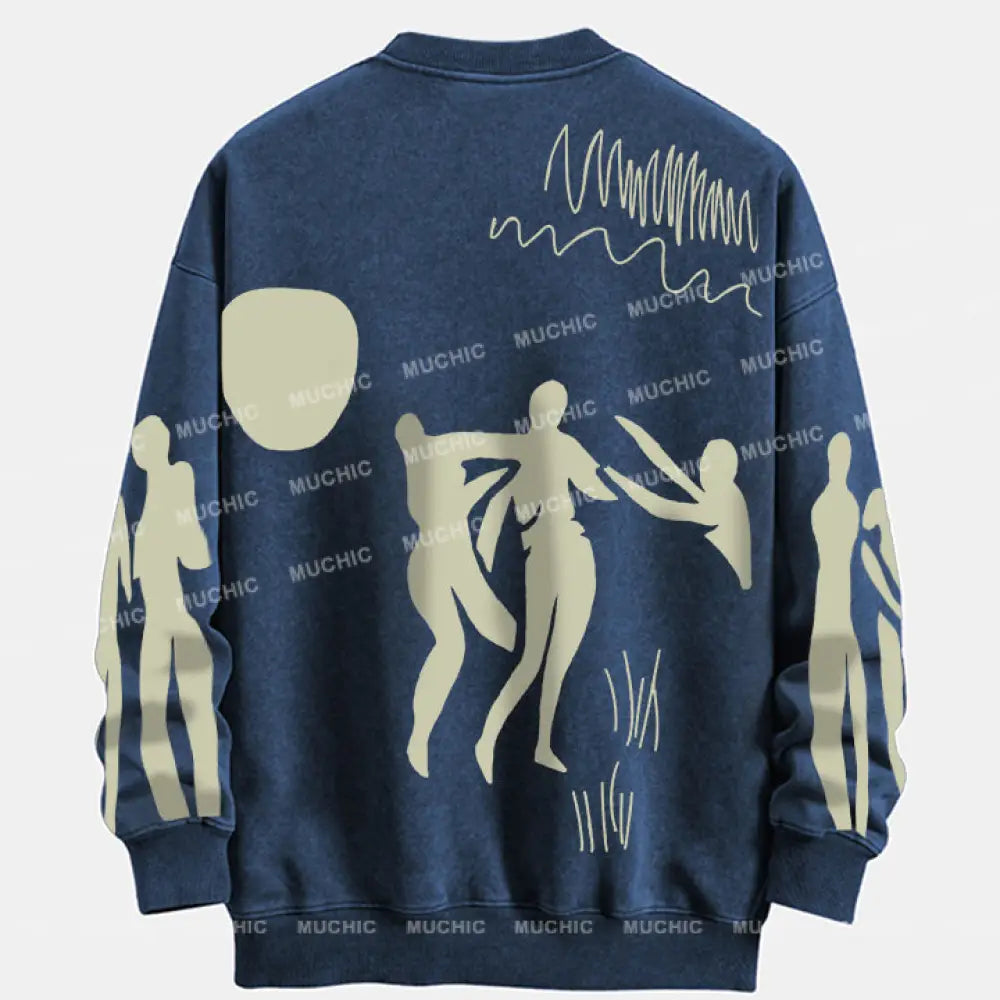 Muchic Unisex ’La Ghodise Jean’ Fun Graphic Print Long Sleeve Crewneck Sweatshirt