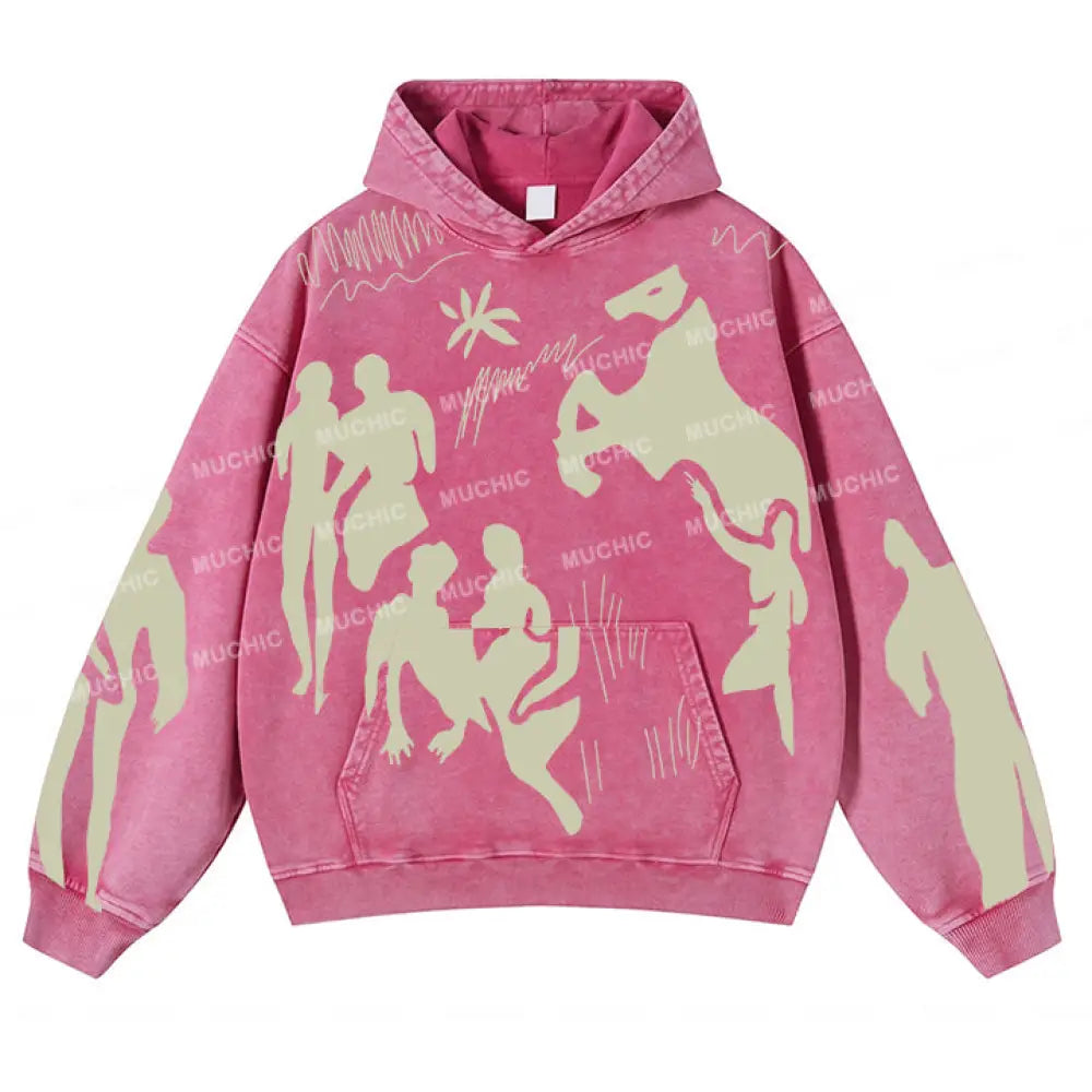 Muchic Unisex ’La Ghodise Jean’ Fun Graphic Print Long Sleeve Hoodie Pink / S Hoodies-Sweatshirts