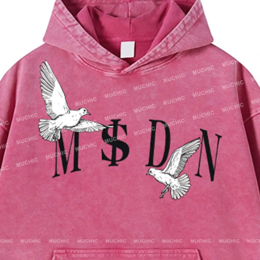 Muchic Unisex ’M$Dn’ Fashion Graphic Print Long Sleeve Hoodie Hoodies-Sweatshirts