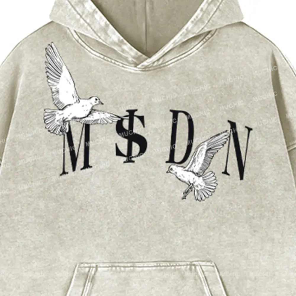 Muchic Unisex ’M$Dn’ Fashion Graphic Print Long Sleeve Hoodie Hoodies-Sweatshirts