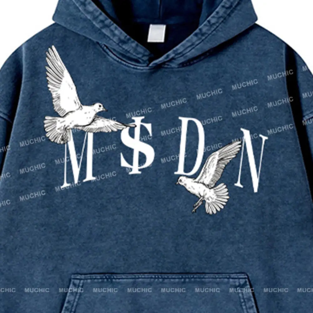 Muchic Unisex ’M$Dn’ Fashion Graphic Print Long Sleeve Hoodie Hoodies-Sweatshirts