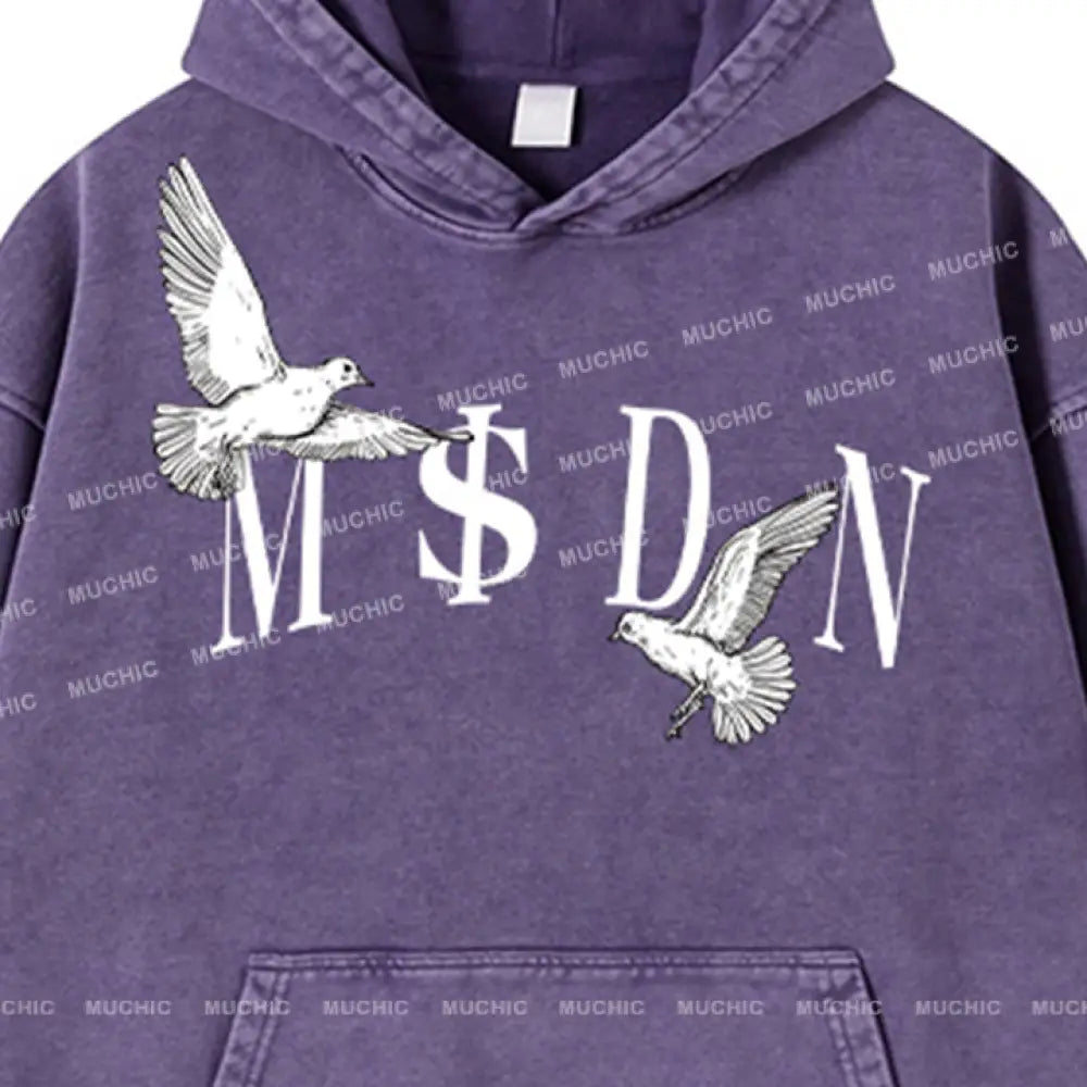 Muchic Unisex ’M$Dn’ Fashion Graphic Print Long Sleeve Hoodie Hoodies-Sweatshirts