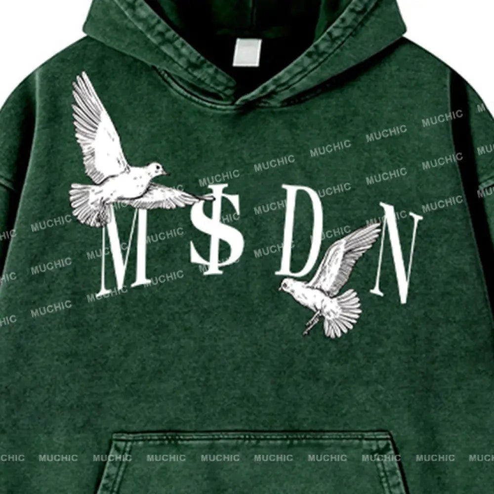 Muchic Unisex ’M$Dn’ Fashion Graphic Print Long Sleeve Hoodie Hoodies-Sweatshirts