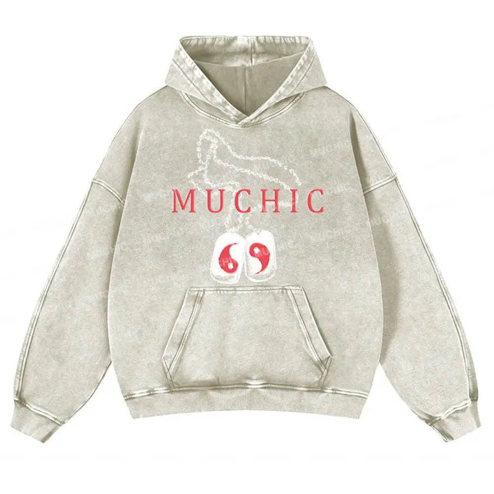 Muchic Unisex ’Necklace’ Fun Graphic Print Long Sleeve Plush Thickening Hoodie White / S