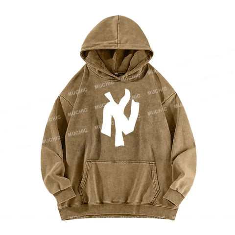 Muchic Unisex "NY" Fashion Graphic Print Long Sleeve  Plush Thickening Hoodie