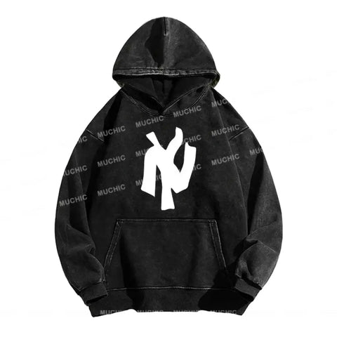 Muchic Unisex "NY" Fashion Graphic Print Long Sleeve  Plush Thickening Hoodie